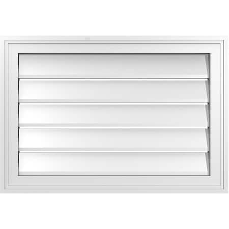 Ekena Millwork Vertical Surface Mount PVC Gable Vent: Functional, w/ 2"W x 1-1/2"P Brickmould Frame, 26"W x 18"H GVPVE26X1802SF